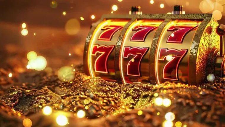 Excited player engaging with 9awin online casino games, golden theme